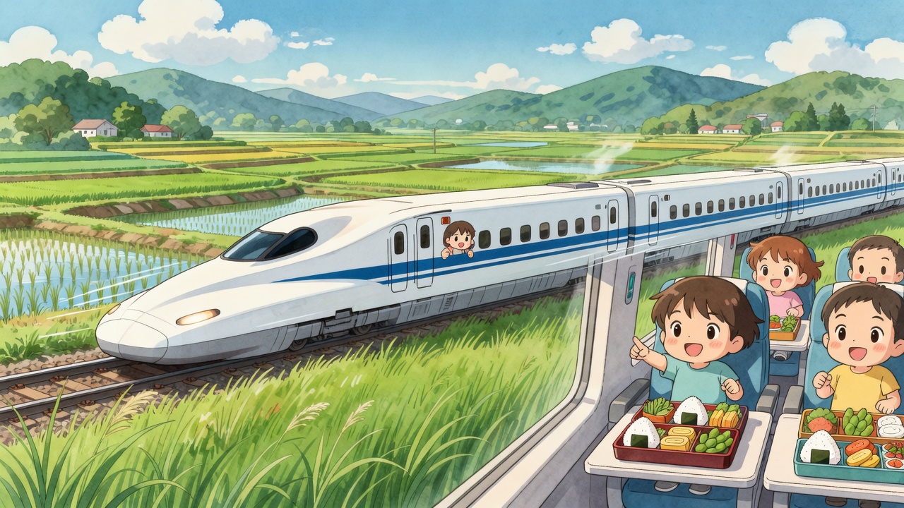 Shinkansen through countryside